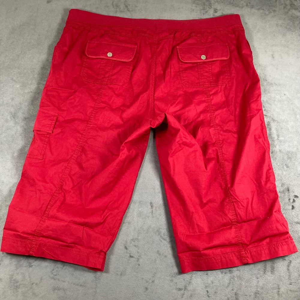 Style & Co Sport Red Cargo Capri Pants Womens 20W Plus Size Drawstring Cropped - Picture 2 of 7